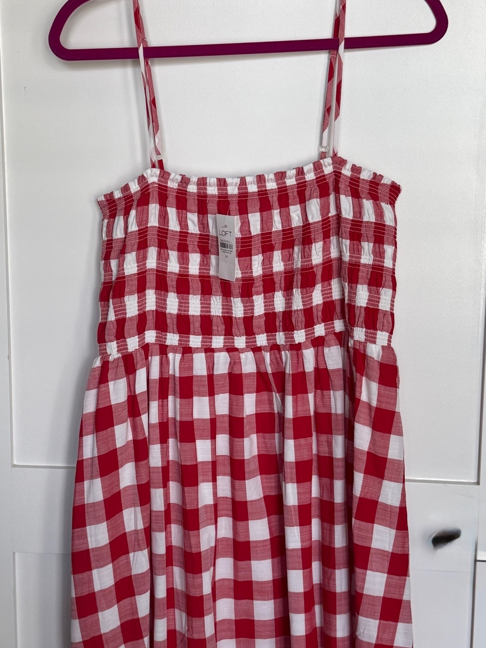 LOFT Red and White Gingham Strap Maxi Dress- NWT size 14 - Picture 2 of 9